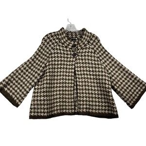 Sweaterworks Cardigan Sweater Women's Medium Brown Ninja Star Bell Sleeve Cape